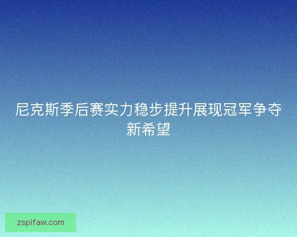 尼克斯季后赛实力稳步提升展现冠军争夺新希望